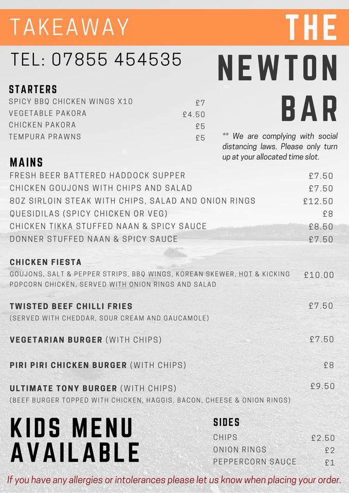 Menu at The Newton Bar, Millport