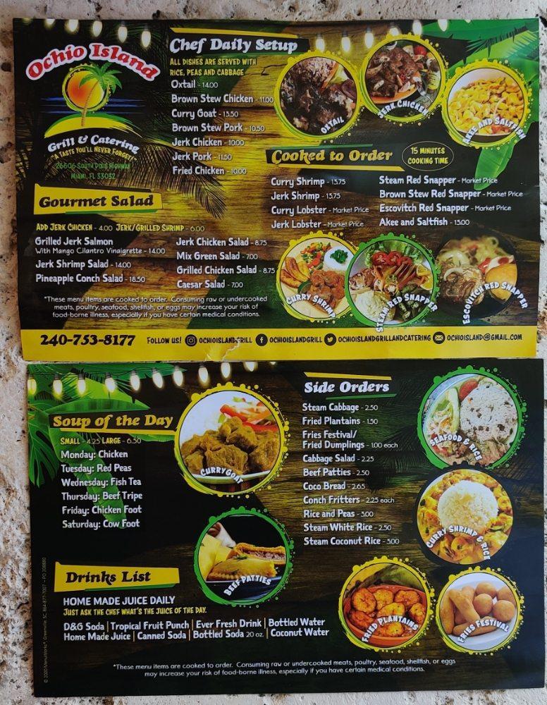Carta de Ochio Island Grill, Princeton