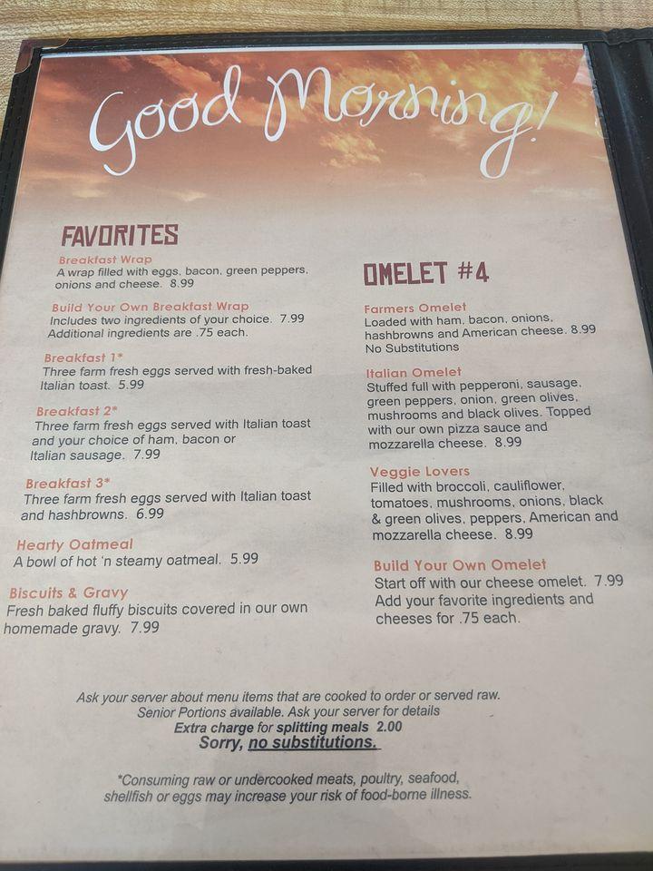 Menu at Mike's Restaurant, Ironwood