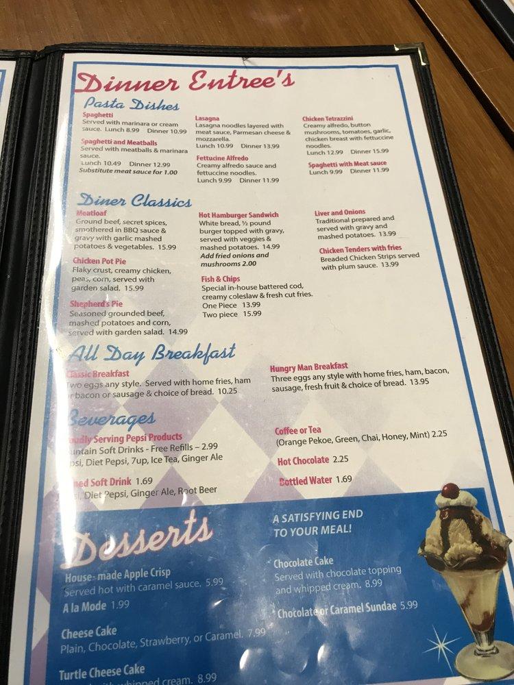 Menu at Scotty's Corner Diner restaurant, Ottawa
