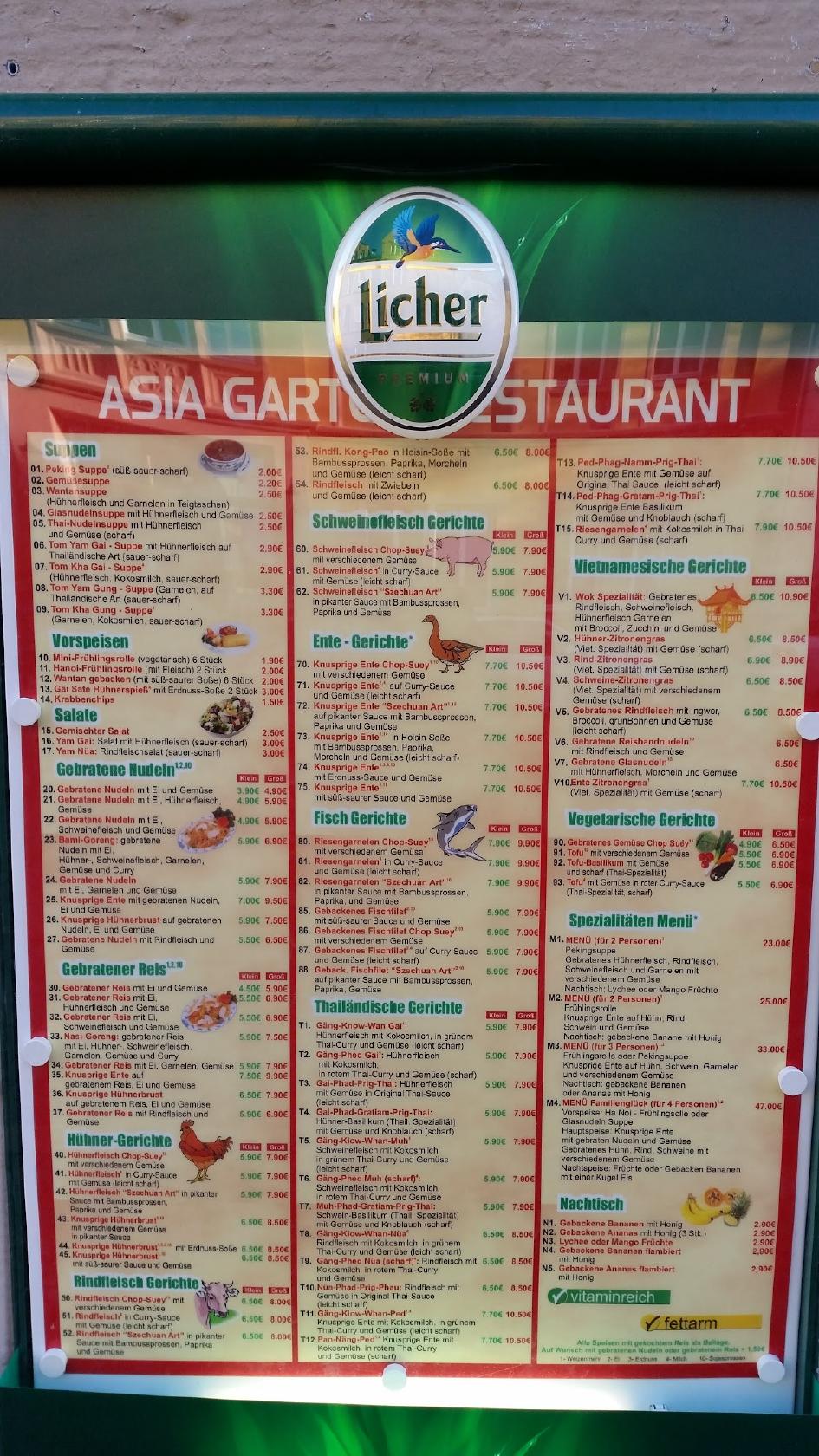 Speisekarte von Asia Garten pub & Bar, Lauterbach (Hessen)