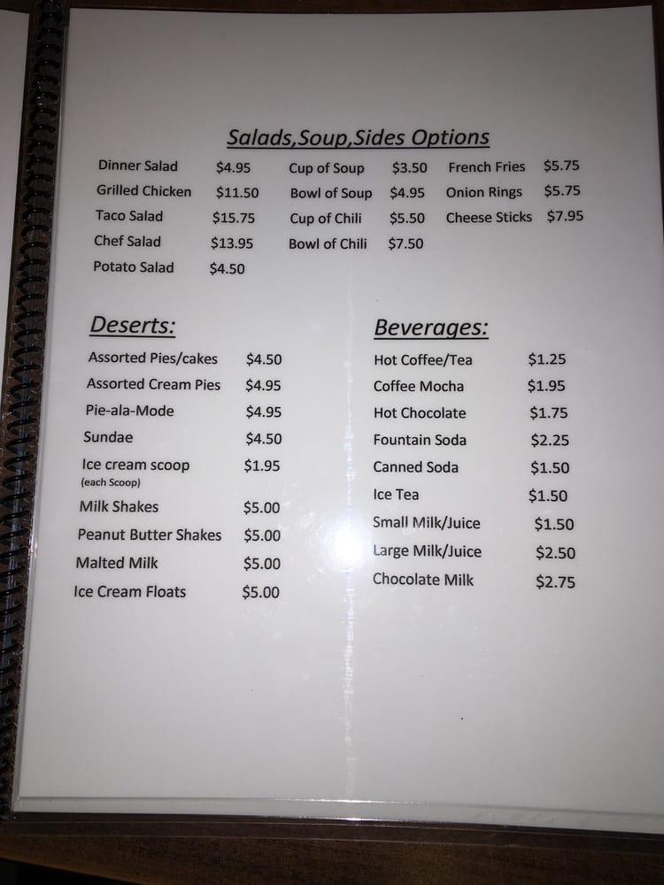 Menu at Rose's Cafe, Healy