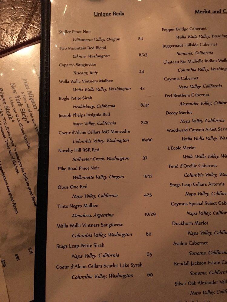 Menu at Wolf Lodge Inn Restaurant, USA