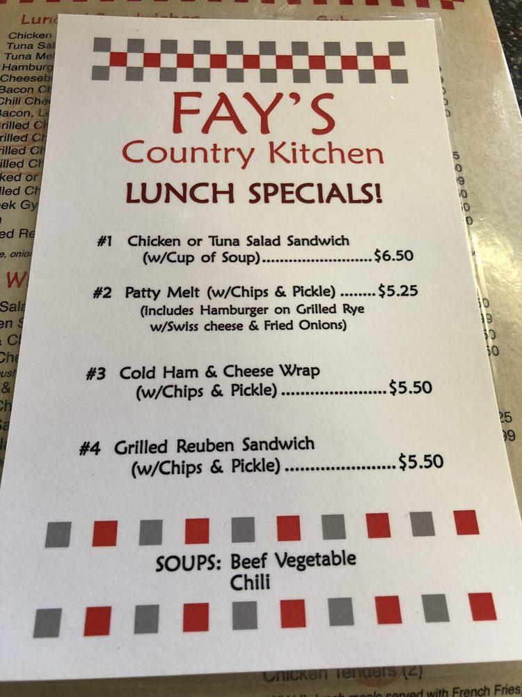 Menu at Fay's Country Kitchen restaurant, Carlisle