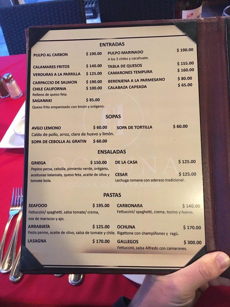 Carta De Ochuna Restaurant Rosarito