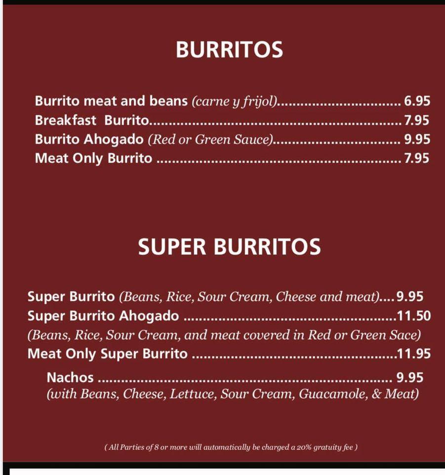 Menu at La Villa de Jerez Restaurant, Hollister, 905 East St