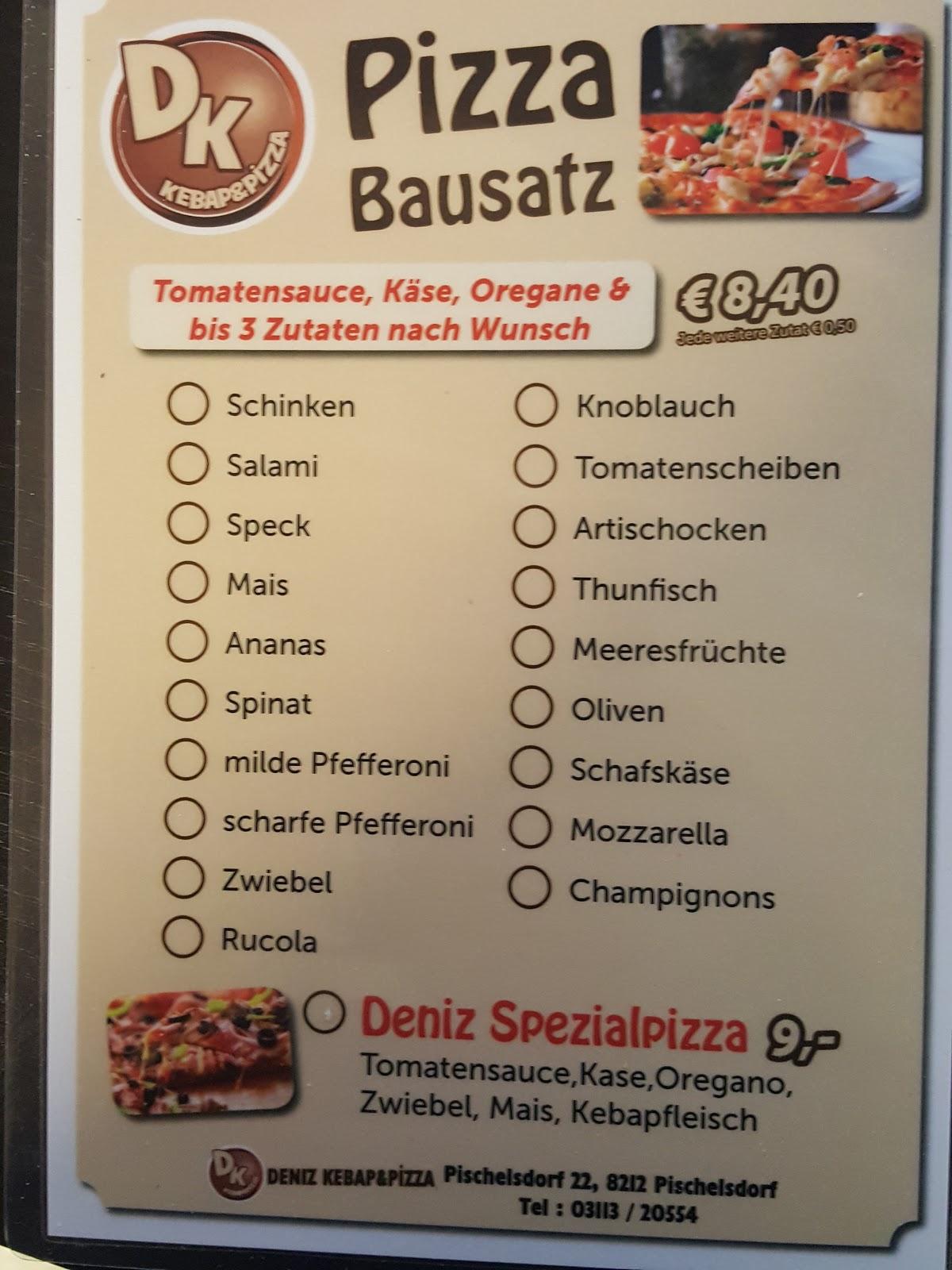 Speisekarte von Deniz Kebap Österreich