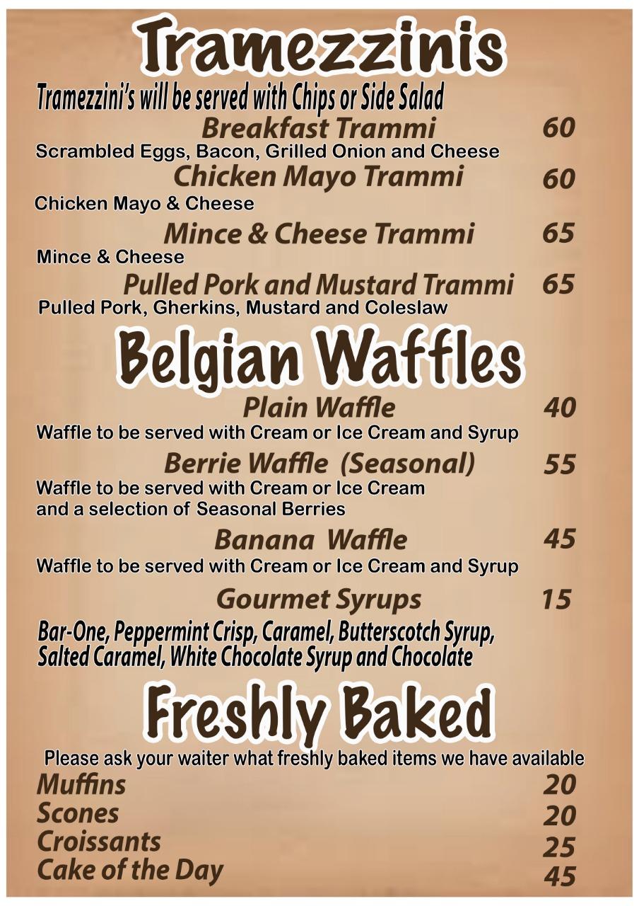 Menu at Around the Family Bean cafe, Mossel Bay