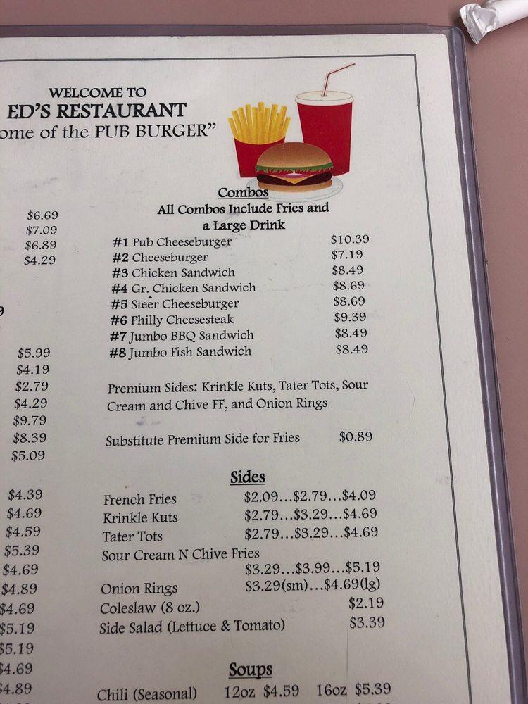 Menu at Ed's Restaurant, DeFuniak Springs, US90