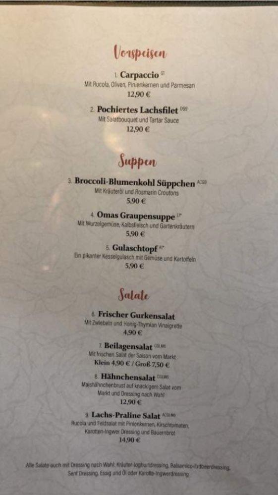 Speisekarte von Restaurant Am Rosengarten, Berlin