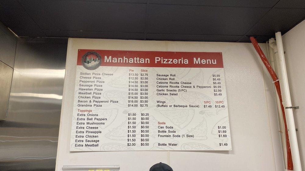 Menu at Manhattan Pizzeria, Indianapolis