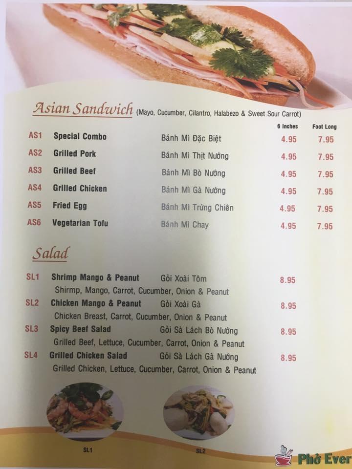 Menu at Phở Ever Hales Corners restaurant, Hales Corners