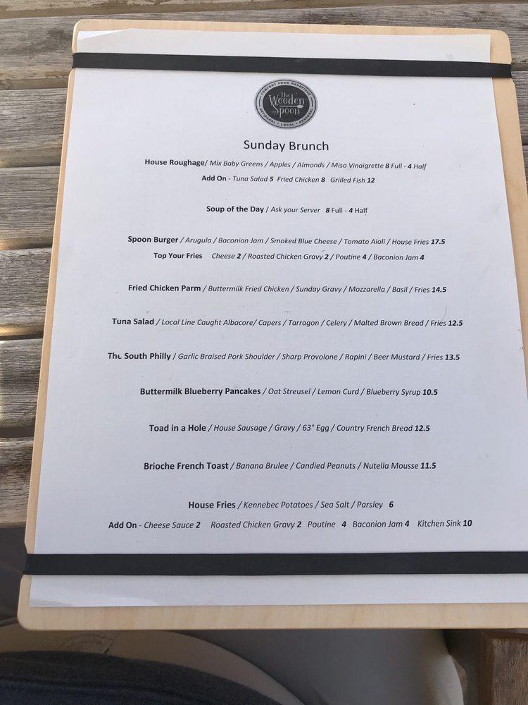 Menu at Wooden Spoon restaurant, Escondido
