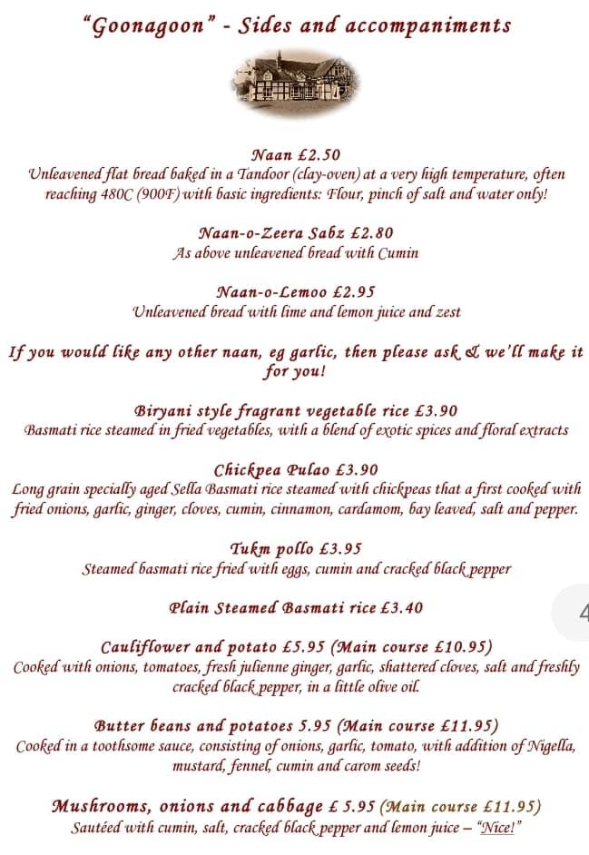 Menu at Old Hall Restaurant, Dorrington