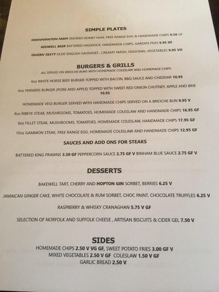Menu at White Horse Inn Neatishead pub & bar, Neatishead, The St