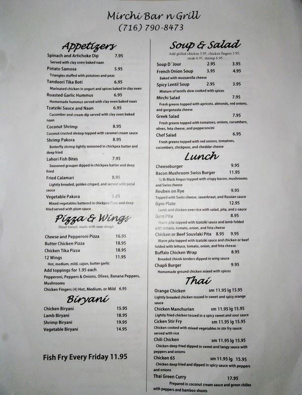 Menu at Mirchi Bar n Grill, Olean