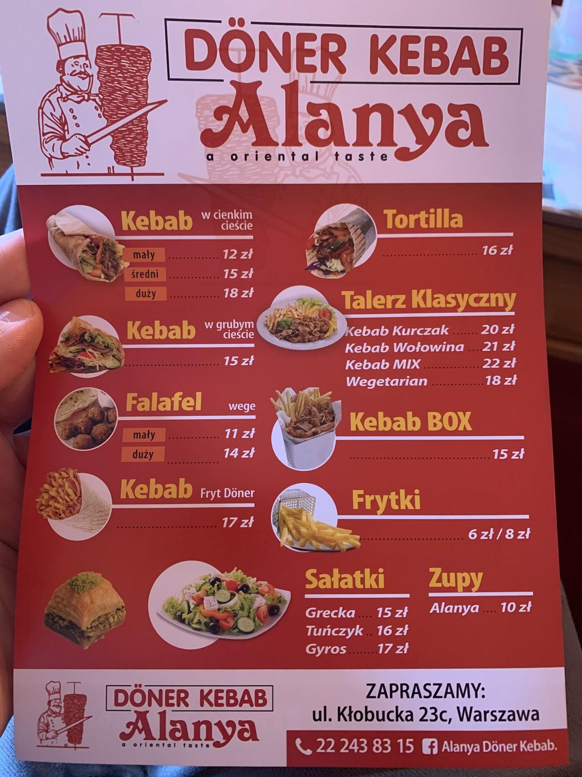 Menu At Oryginal Alanya D Ner Kebab Ulica K Obucka C Mokot W Warsaw