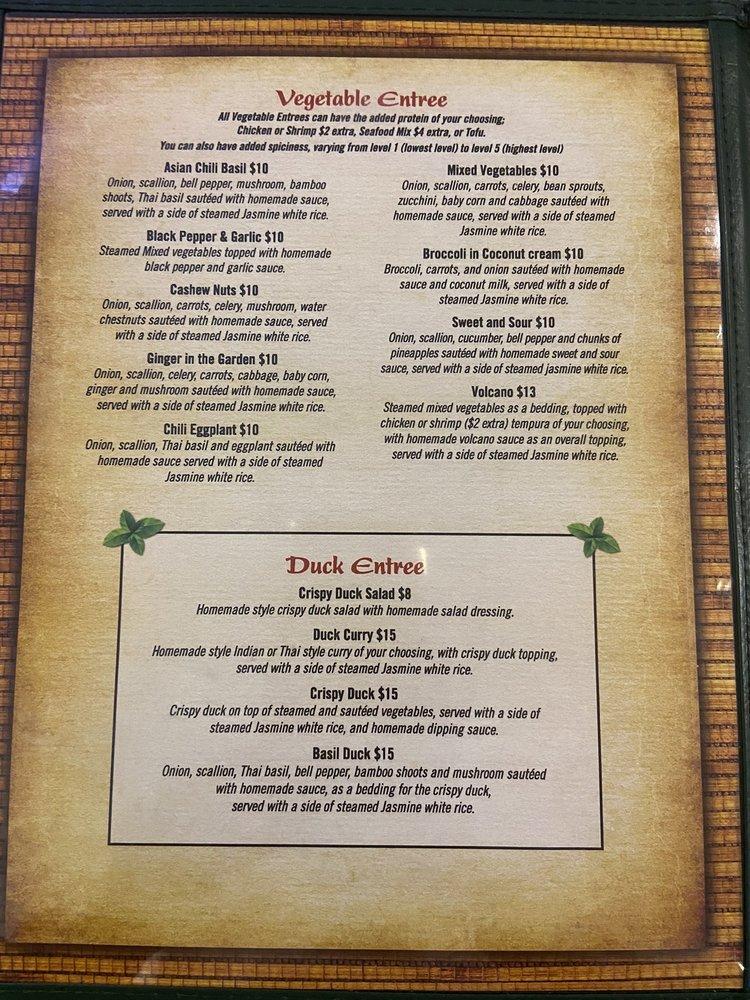 Menu at Mint Thai Cuisine restaurant, Punta Gorda