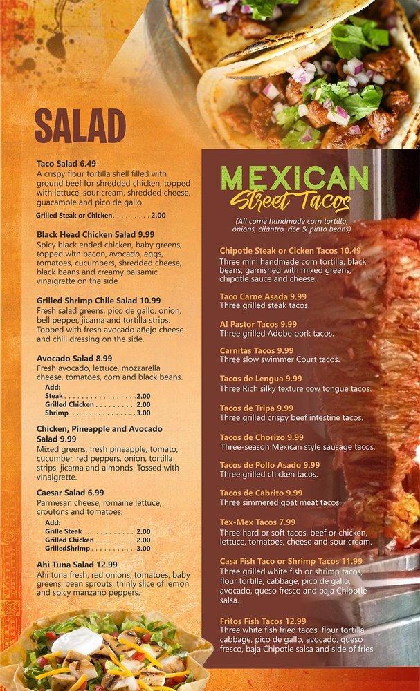 Menu at Coco's & Beer Authentic Mexican Grill restaurant, Columbia