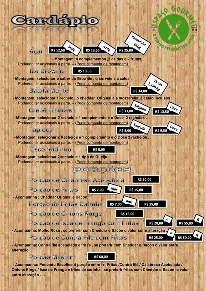 Hamburgueria Espaço Gourmet cardápio