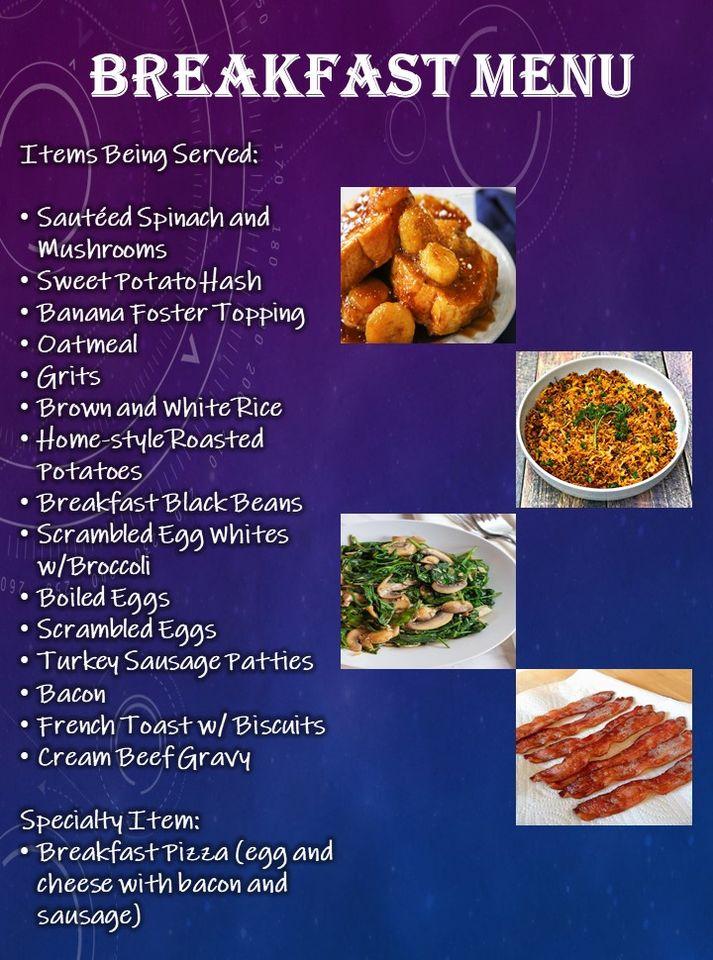 Carta del restaurante 1 SFG(A) DFAC, Joint Base Lewis-McChord