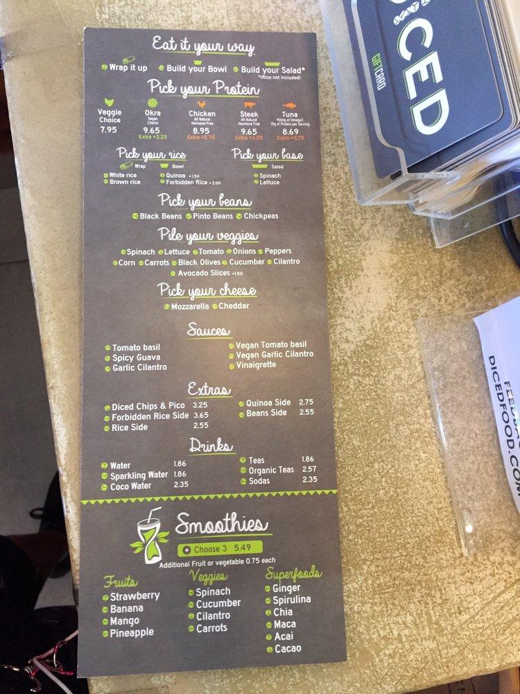 Menu at Diced Pembroke Pines restaurant, Pembroke Pines