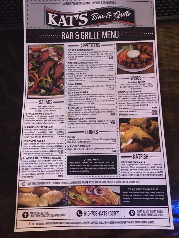 Menu at Kat's Bar & Grille, Mount Juliet, N Mt Juliet Rd 130