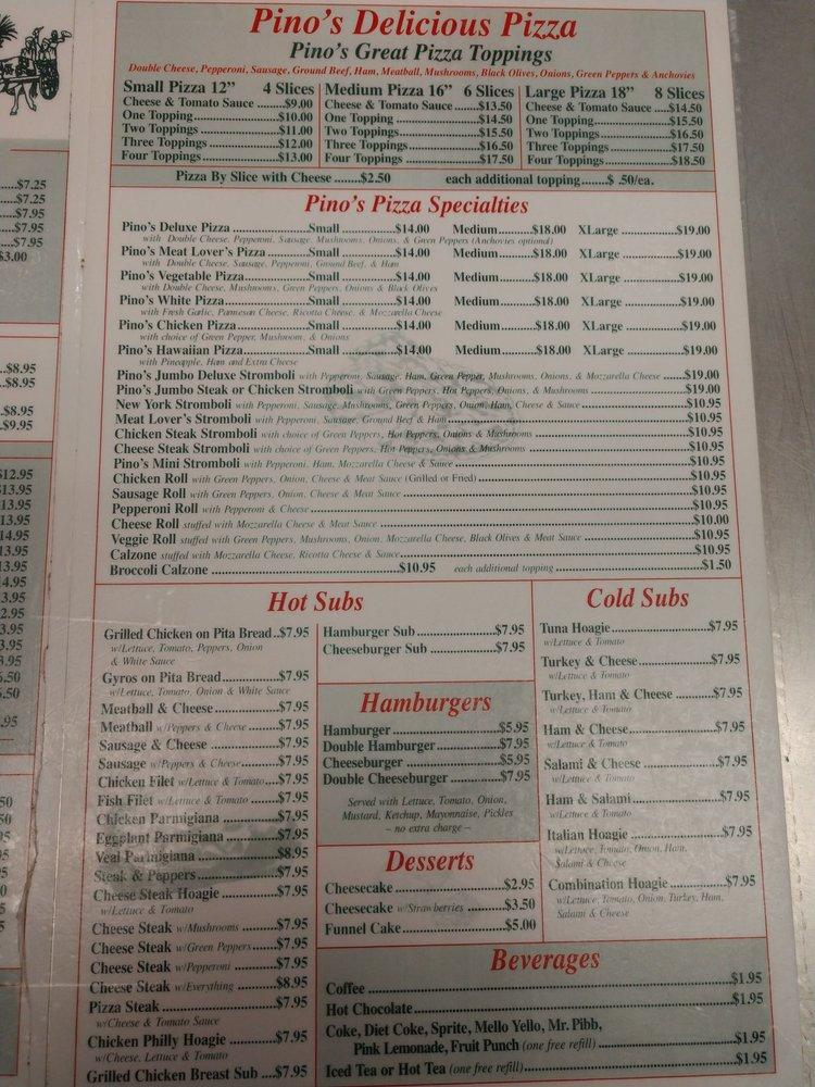 Menu at Pino's Pizza & Italian pizzeria, Emporia