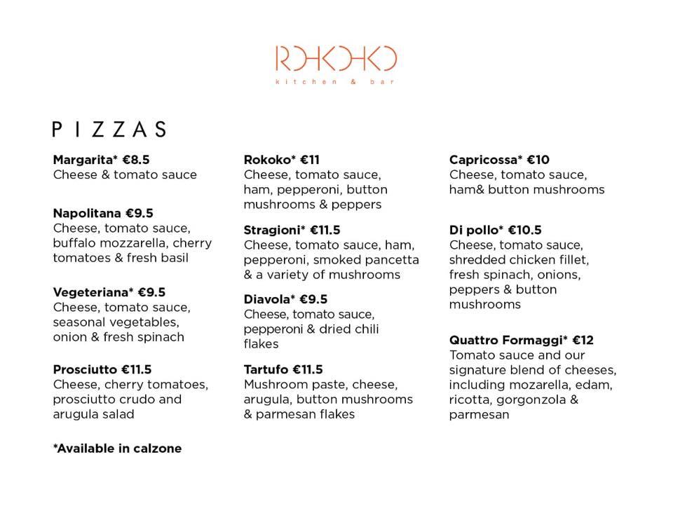 rokoko kitchen bar menu