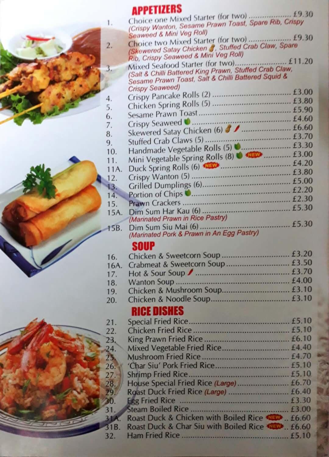 Menu at Wing Lee fast food, Camberley