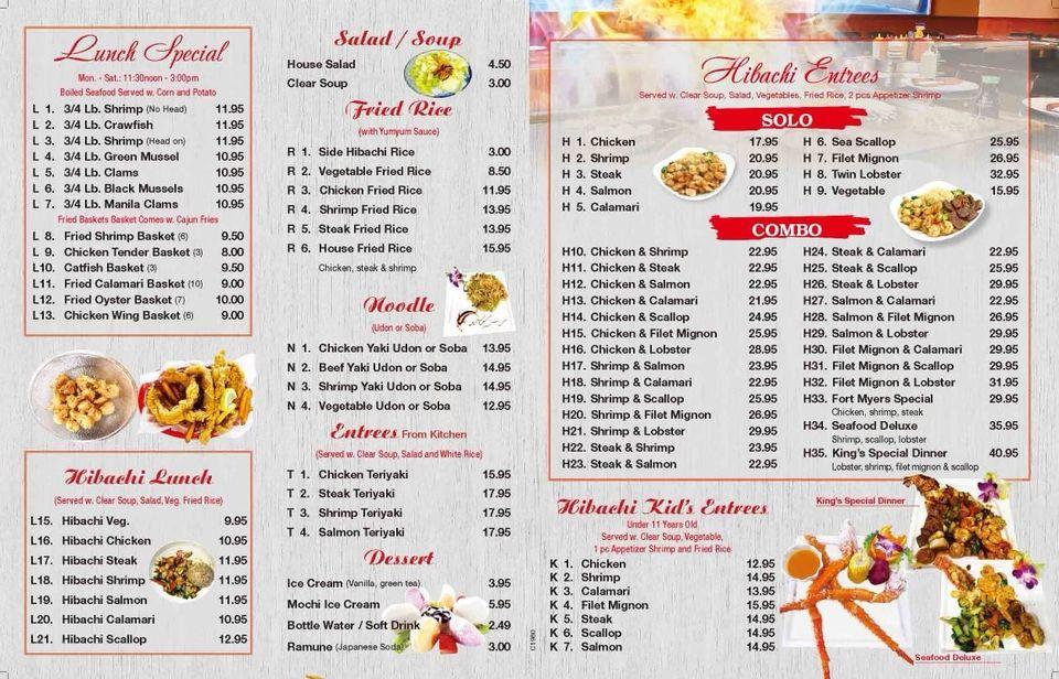 Menu at King's Crab Sushi Seafood &Steakhouse, North Fort Myers