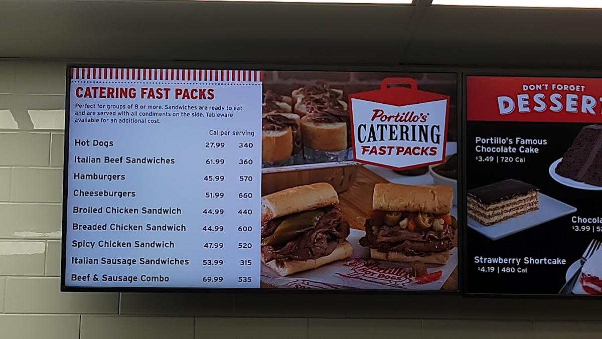 Menu at Portillo's Westfield restaurant, Westfield, 870 IN32