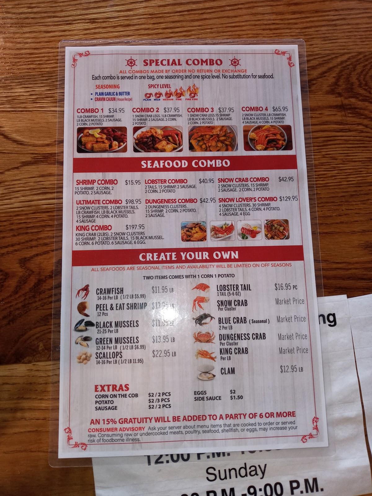 Menu at Louisiana Crab Shack Warren restaurant, Warren