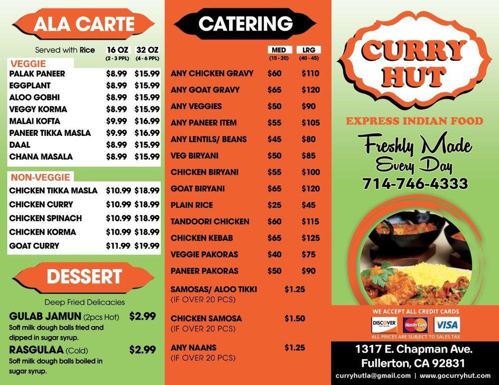 Menu at Curry Hut BBQ, Pico Rivera