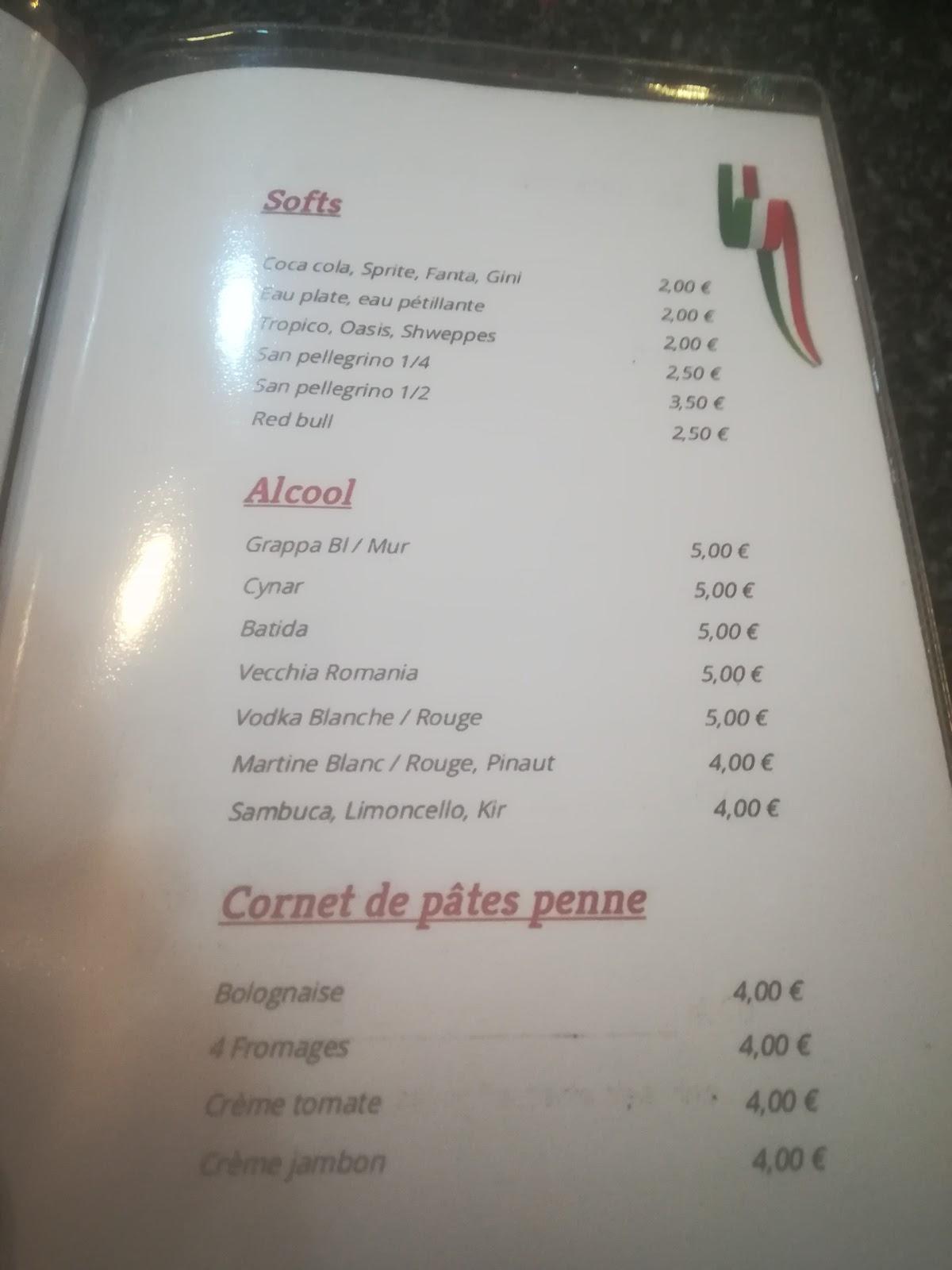 Menu de Pizzarena pizzeria sclessin