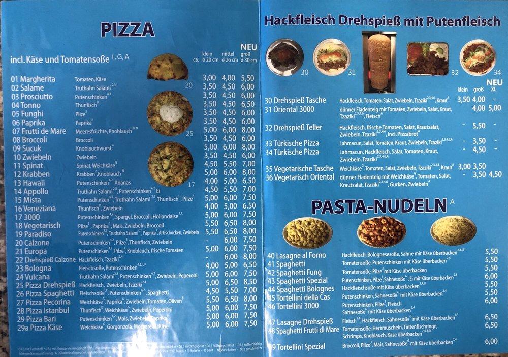 Speisekarte von Pizzeria 3000, Rheine