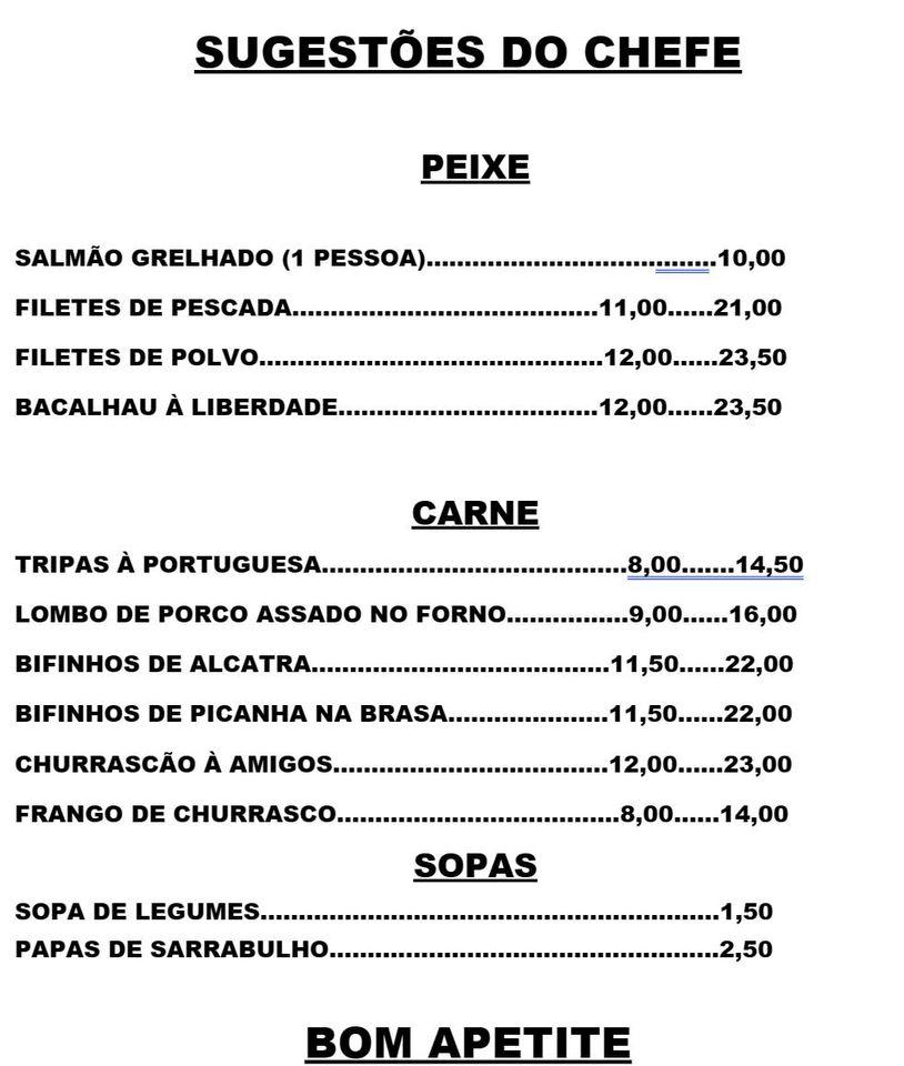 Menu Em Restaurante Adega Dos Amigos Prato Do Dia Esmoriz