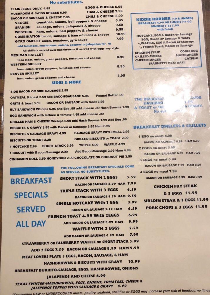 Menu at Trails Inn Restaurant, Gainesville