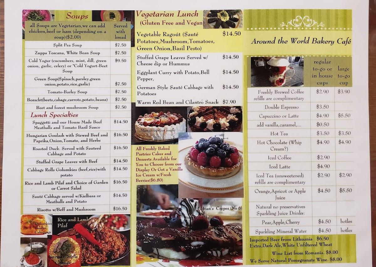 Menu at Around the World Cafe Bakery, Indialantic