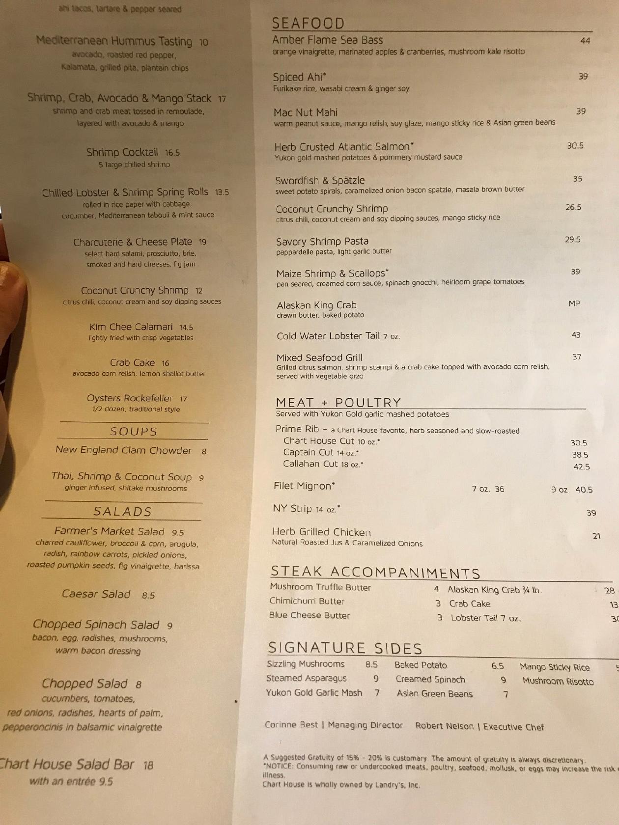 Menu At Chart House Steakhouse Stateline