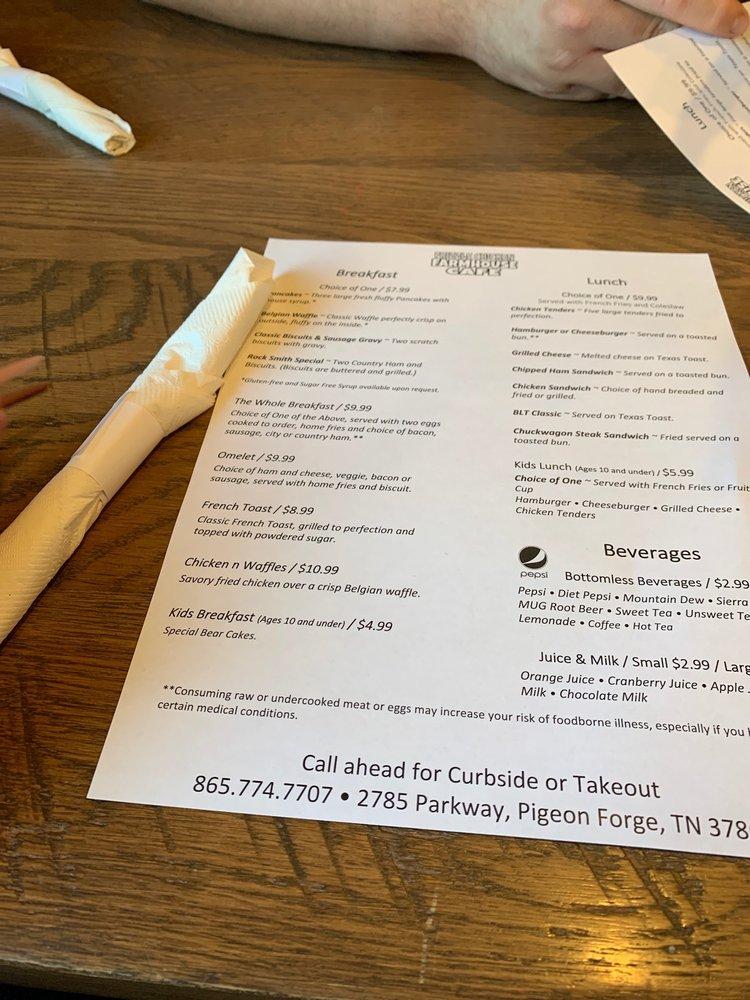 Menu at Frizzle Chicken Cafe, Pigeon