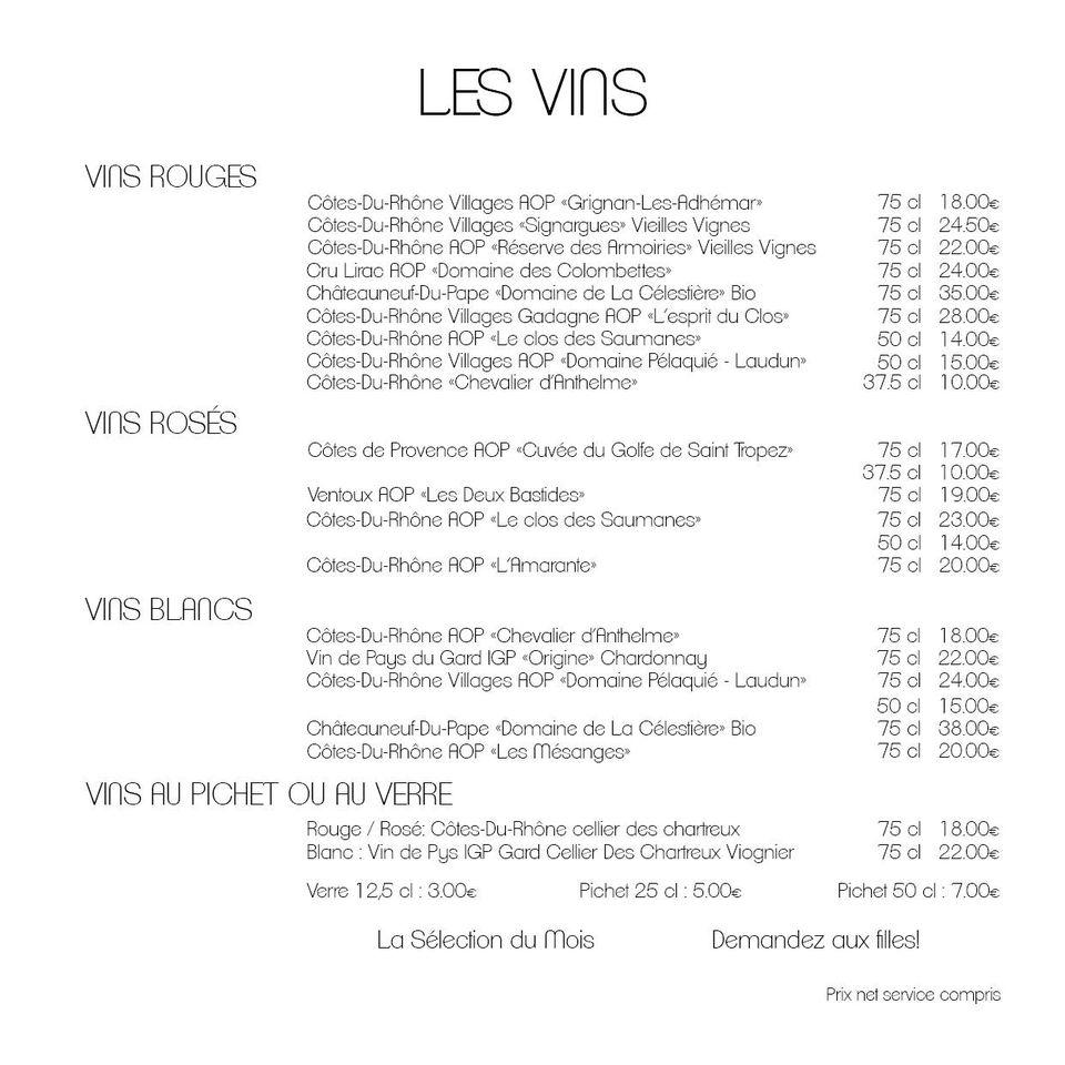 Menu au Les 2 zèbres restaurant, MorièreslèsAvignon