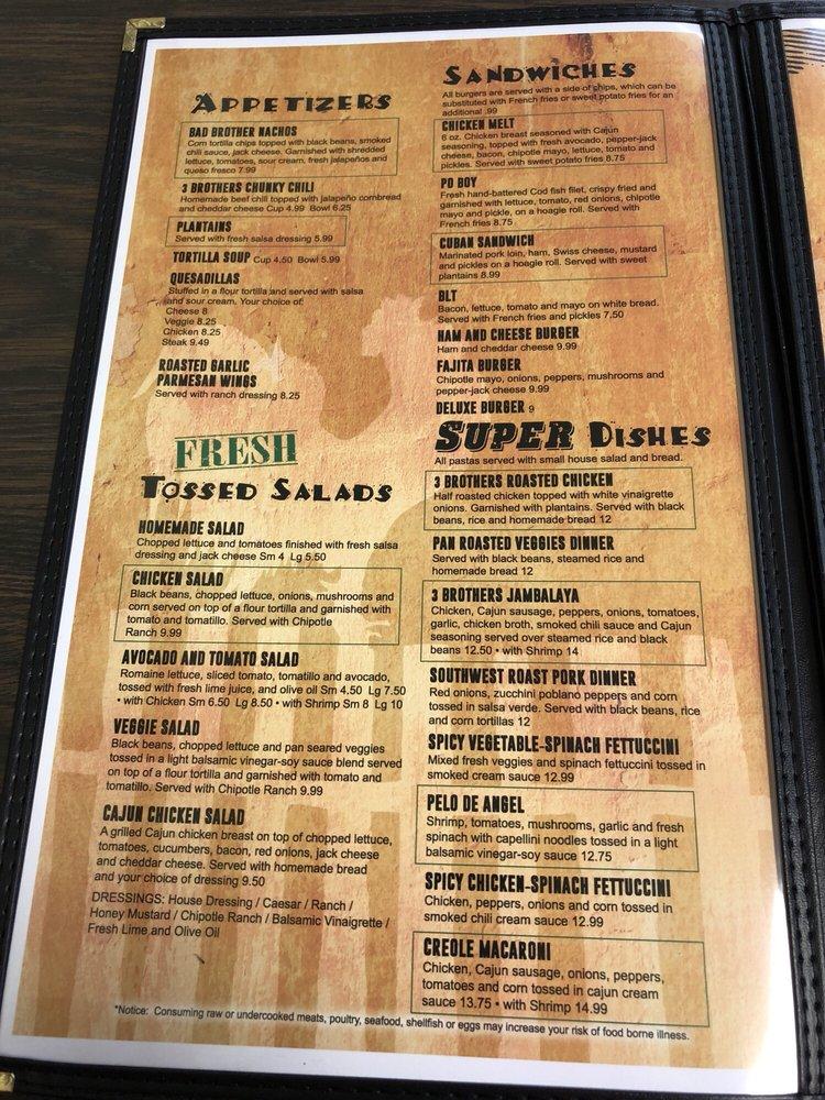 Menu at 3 Brothers Diner restaurant, Grove City