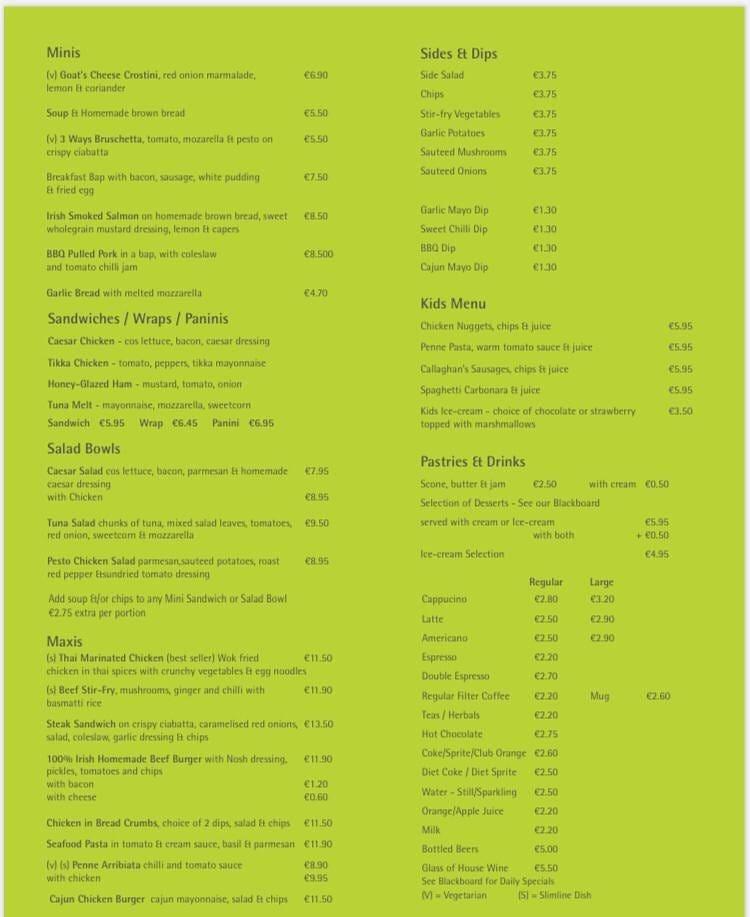 Menu At Nosh Cafe Ardee   R132 Nosh Menu 