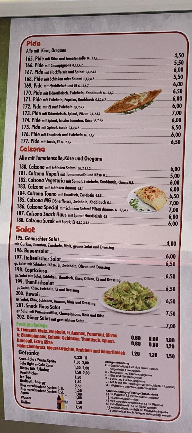 Speisekarte von Snack Haus restaurant, Mönchengladbach