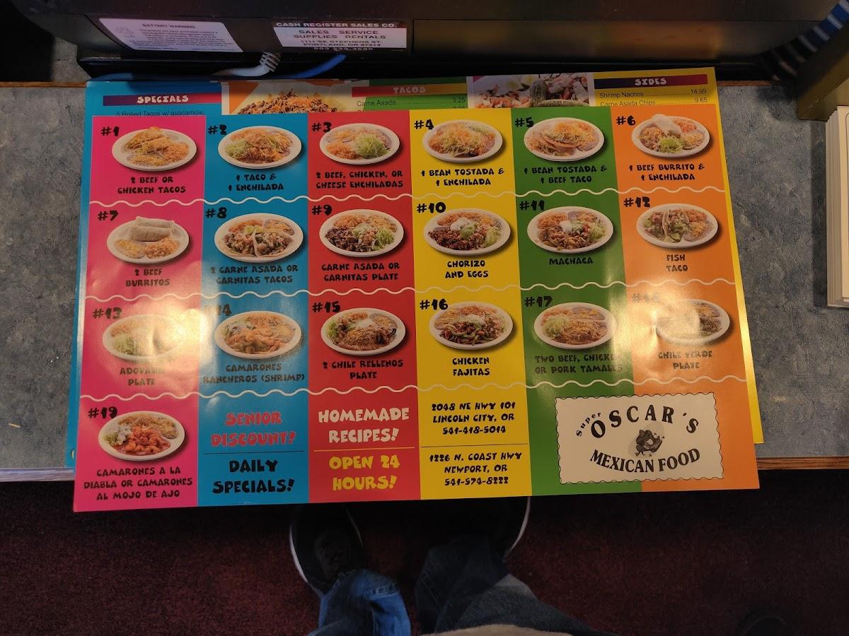 Menu at Super Oscar's Mexican Food fast food, Lincoln City, NE Hwy 101
