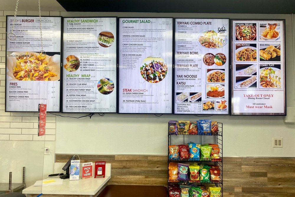 Menu at Teddy's Deli restaurant, Anaheim