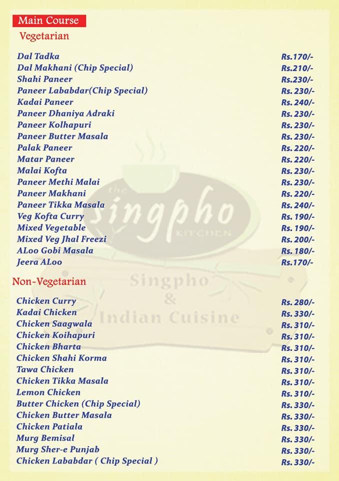 SINGPHO KITCHEN menu