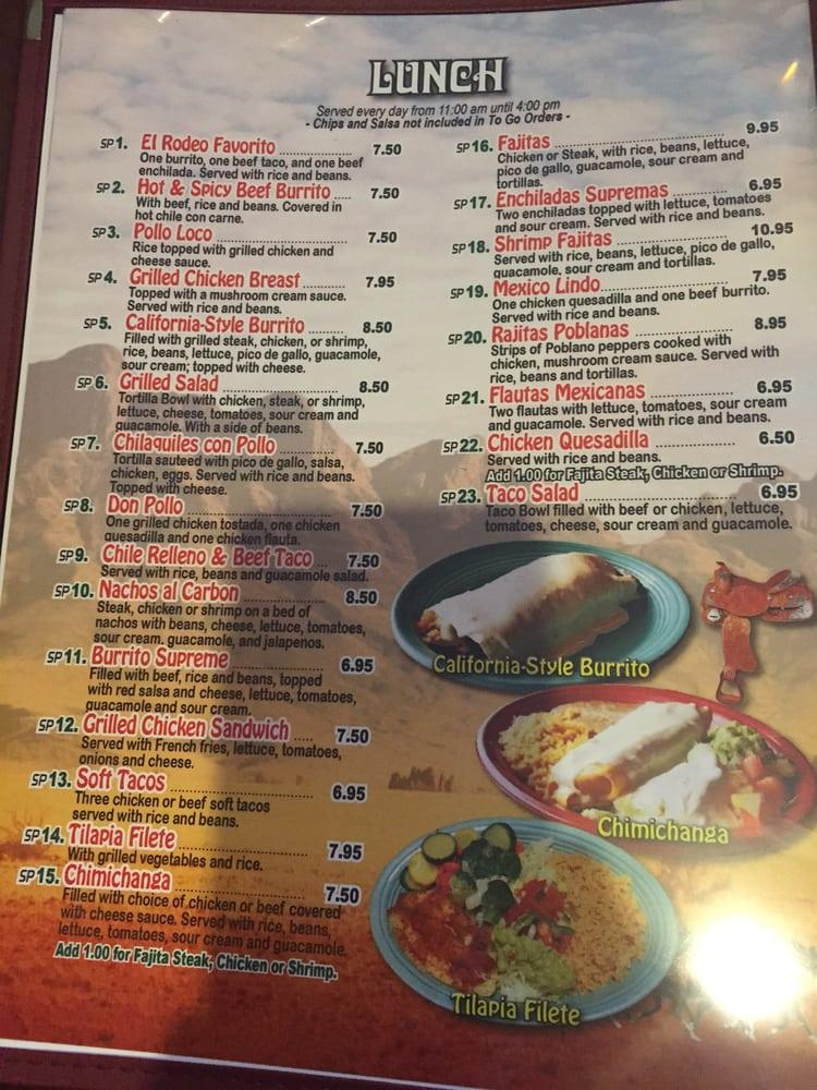 Menu at El Rodeo Mexican Restaurant Robertsdale, Robertsdale