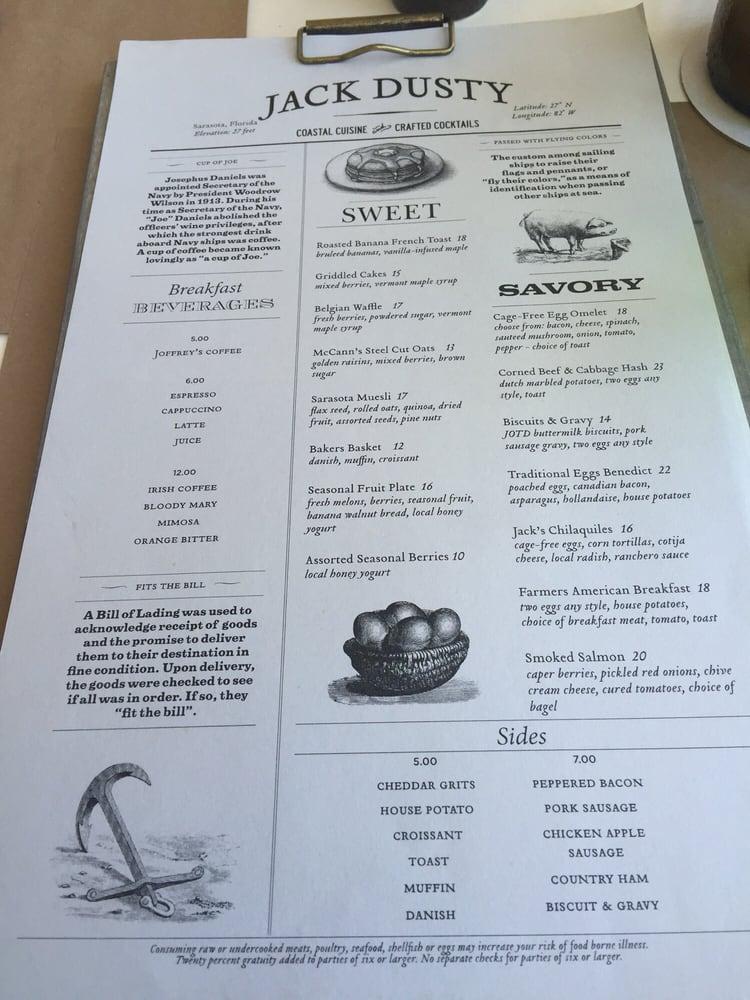 Menu at Jack Dusty pub bar Sarasota Ritz Carlton Dr Menu at Jack Dusty pub bar Sarasota Ritz Carlton Dr